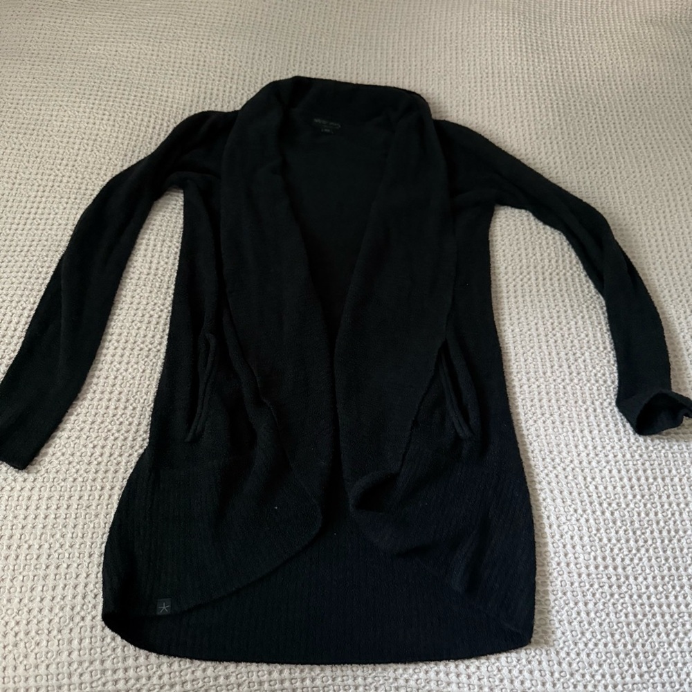Barefoot Dreams CozyChic Lite Circle Cardigan – Black (XS/S) - Picture 3 of 9